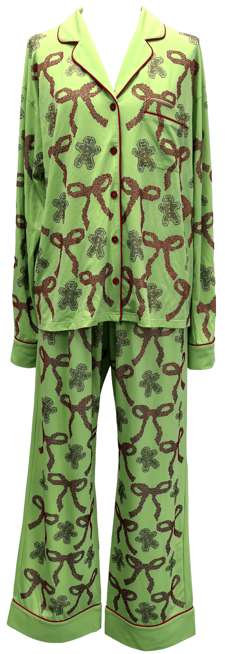 Queen of Sparkles Loungewear Gingerbread Men & Bows Pajama Top