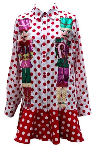 Queen of Sparkles Mini Dress Polka Dot Metallic Nutcracker Mini Dress