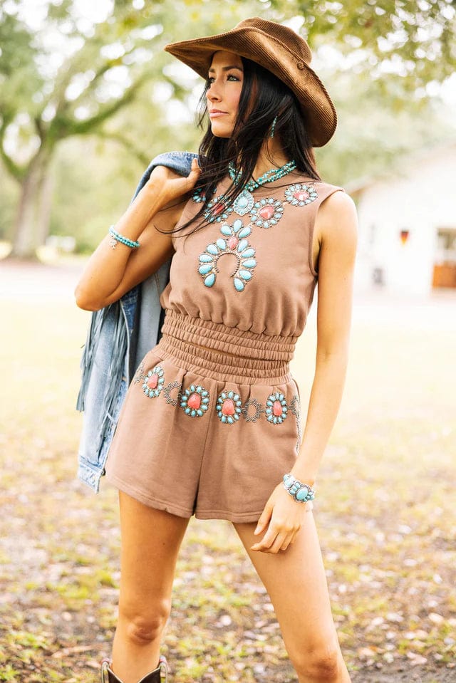 Queen of Sparkles Shorts Turquoise Necklace Shorts