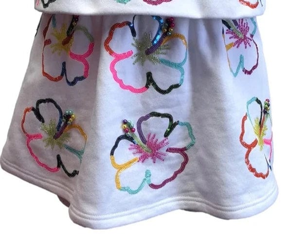 Queen of Sparkles Skorts White / XS Outlined Hibiscus Skorts