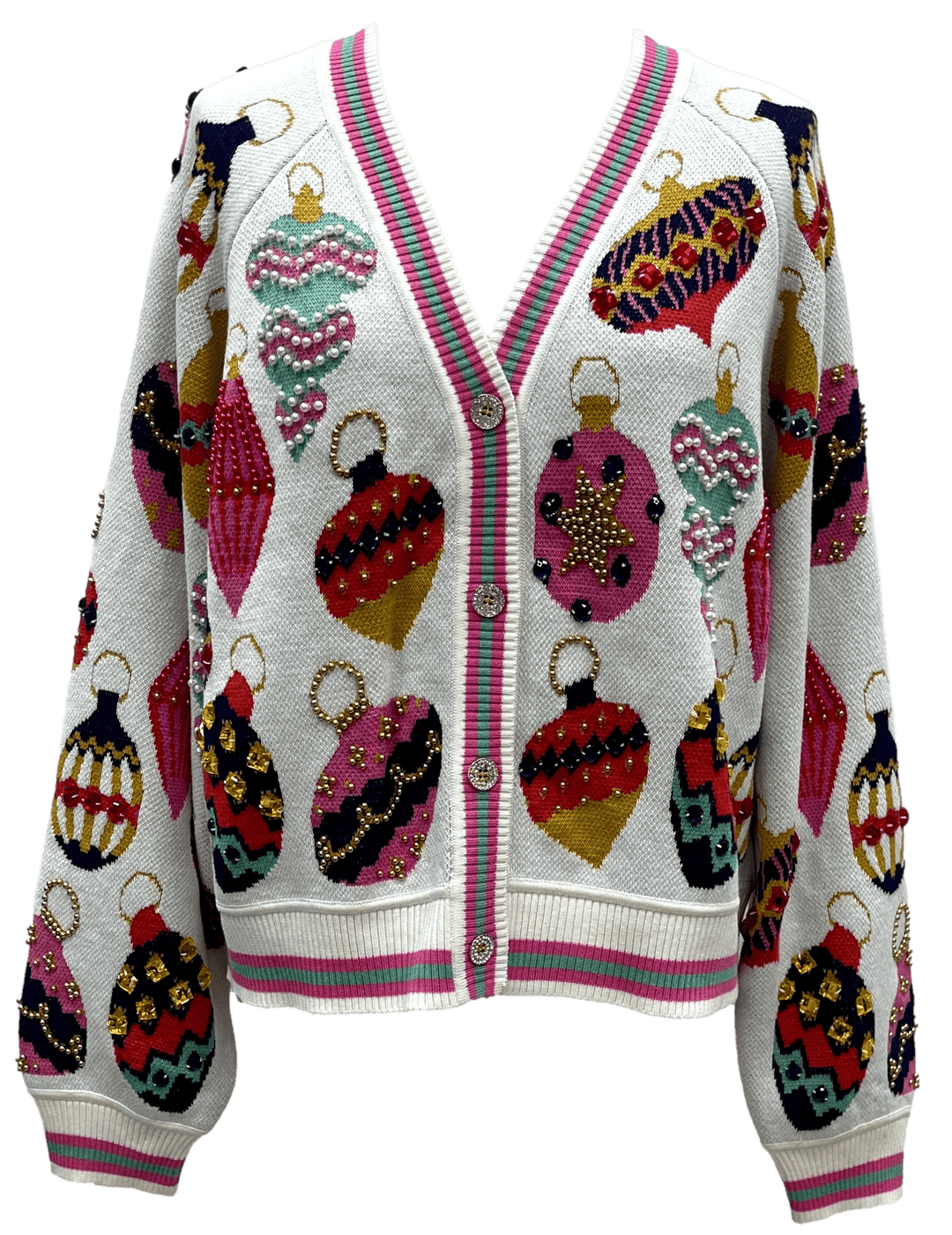 Queen of Sparkles Sweater Beige / XS Multi Ornament Cardigan