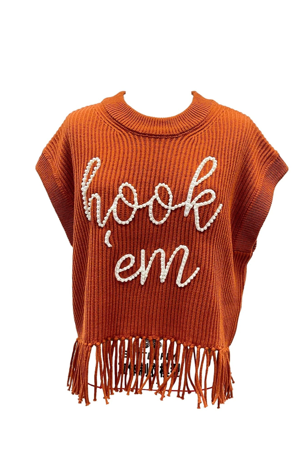 Queen of Sparkles Sweater Burnt Orange / XS Burnt Orange & Hook Em Fringe Sweater Vest
