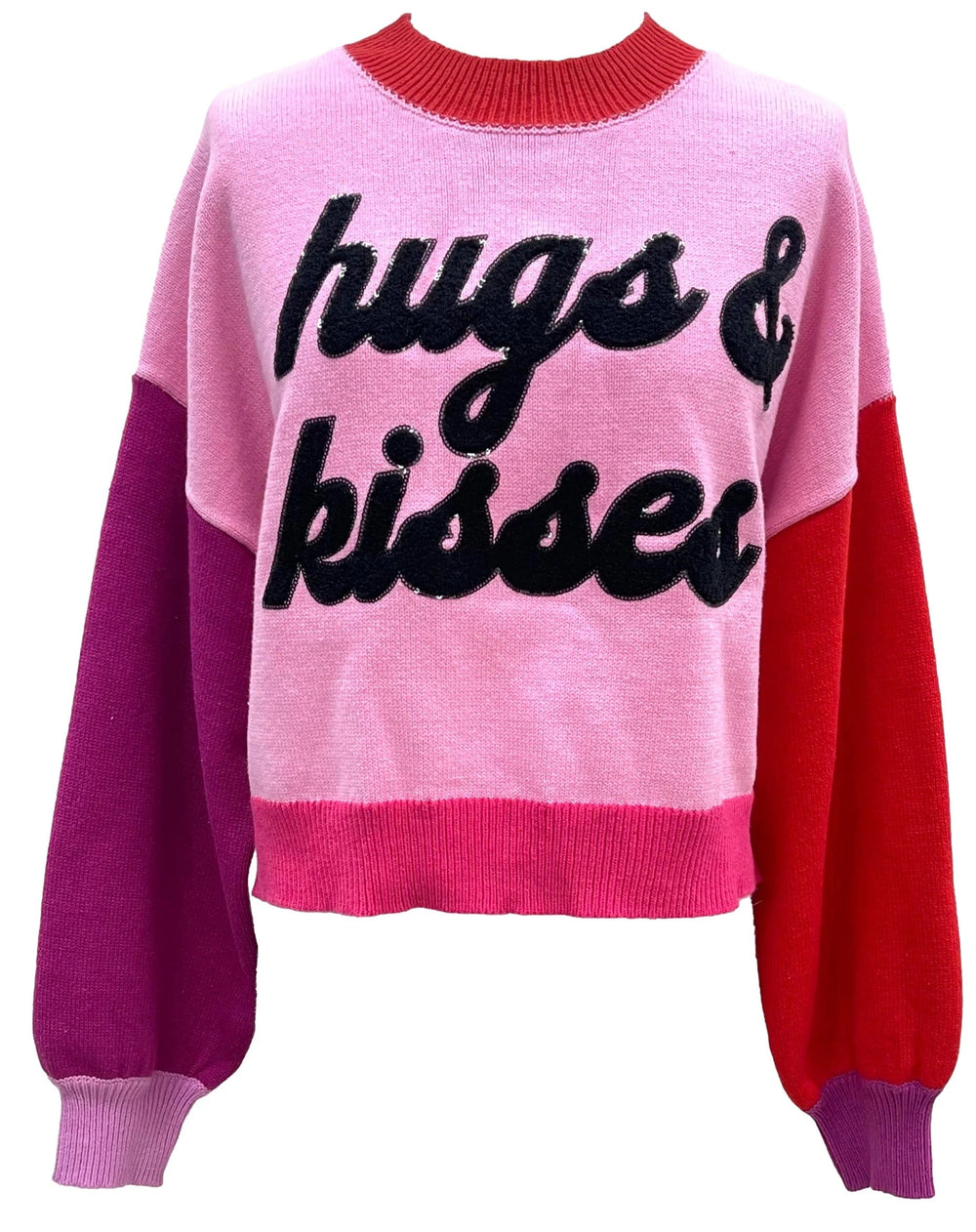 Queen of Sparkles Sweater Colorblock Hugs & Kisses Sweater