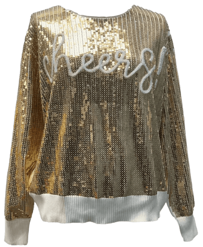 Queen of Sparkles Sweater Gold / XS Gold Full Sequin Cheers Sweater
