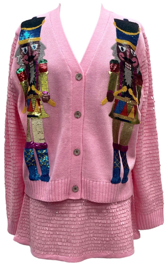 Queen of Sparkles Sweater Pink / XS Shard Sequin Sleeve Nutcracker Cardigan