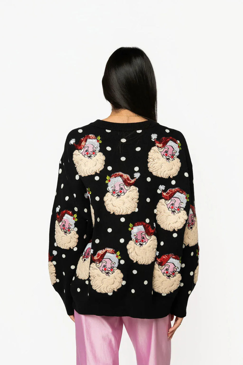 Queen of Sparkles Sweater Polka Dot Scattered Santa Sweater