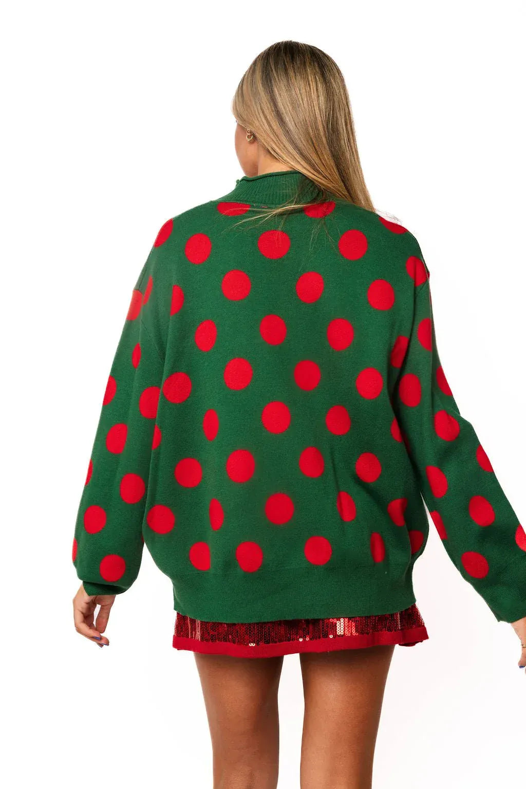 Queen of Sparkles Sweater Polka Dot Tis the Season Turtleneck Sweater