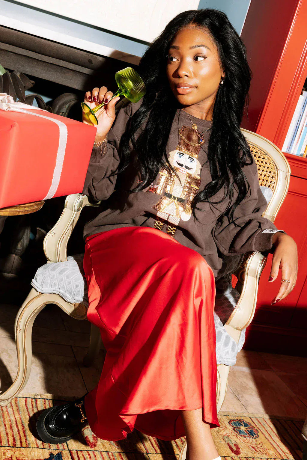 Queen of Sparkles Sweatshirt Brown Espresso Martini Serving Nutcracker Sweatshirt