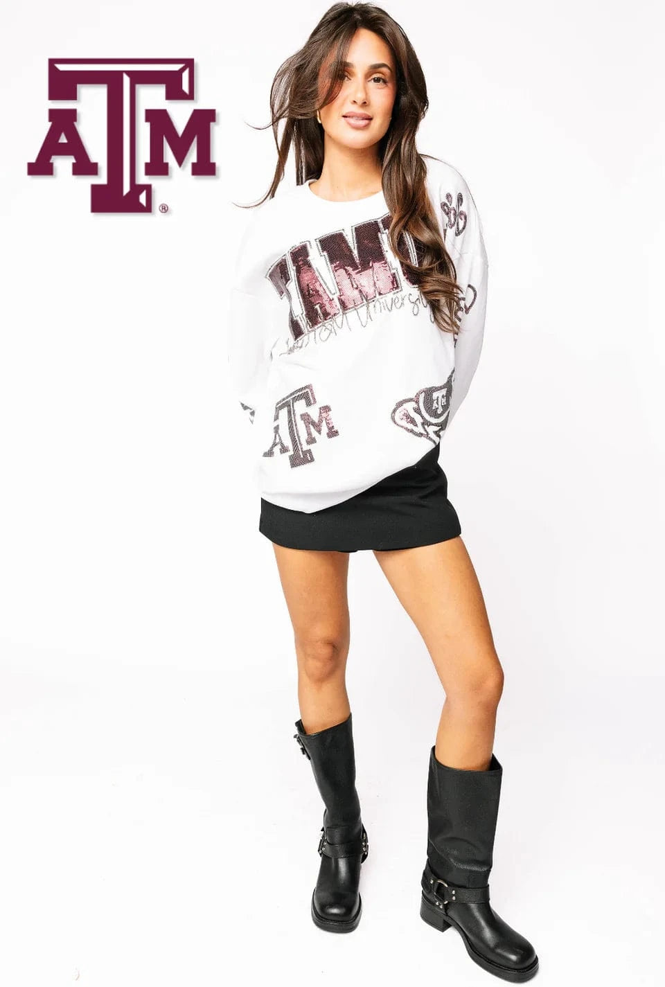 Queen of Sparkles Sweatshirt Licensed Texas A&M Big Icons Scattered All Over Sweatshirt