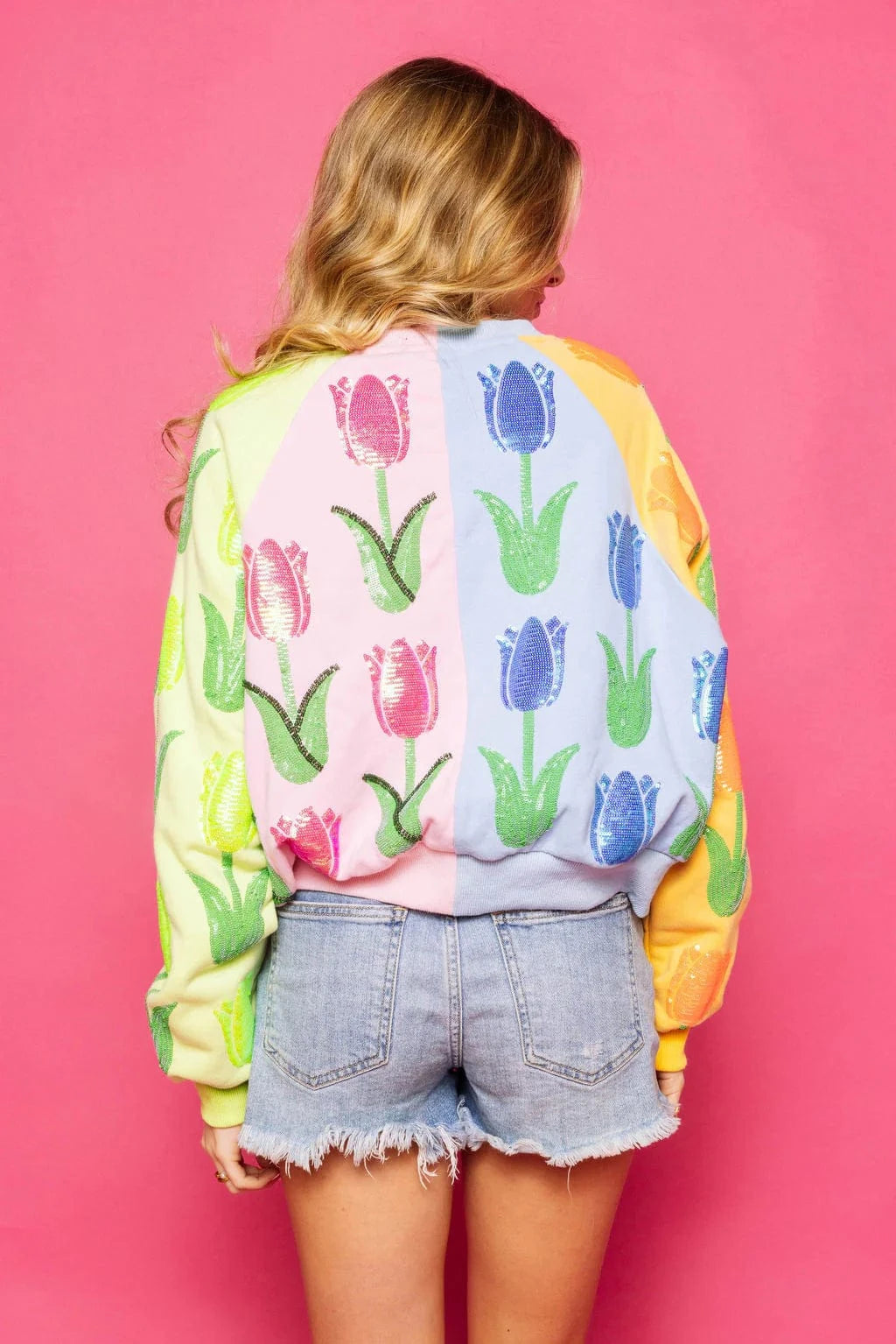 Queen of Sparkles Sweatshirt Neon Colorblock Tulip Sweatshirt