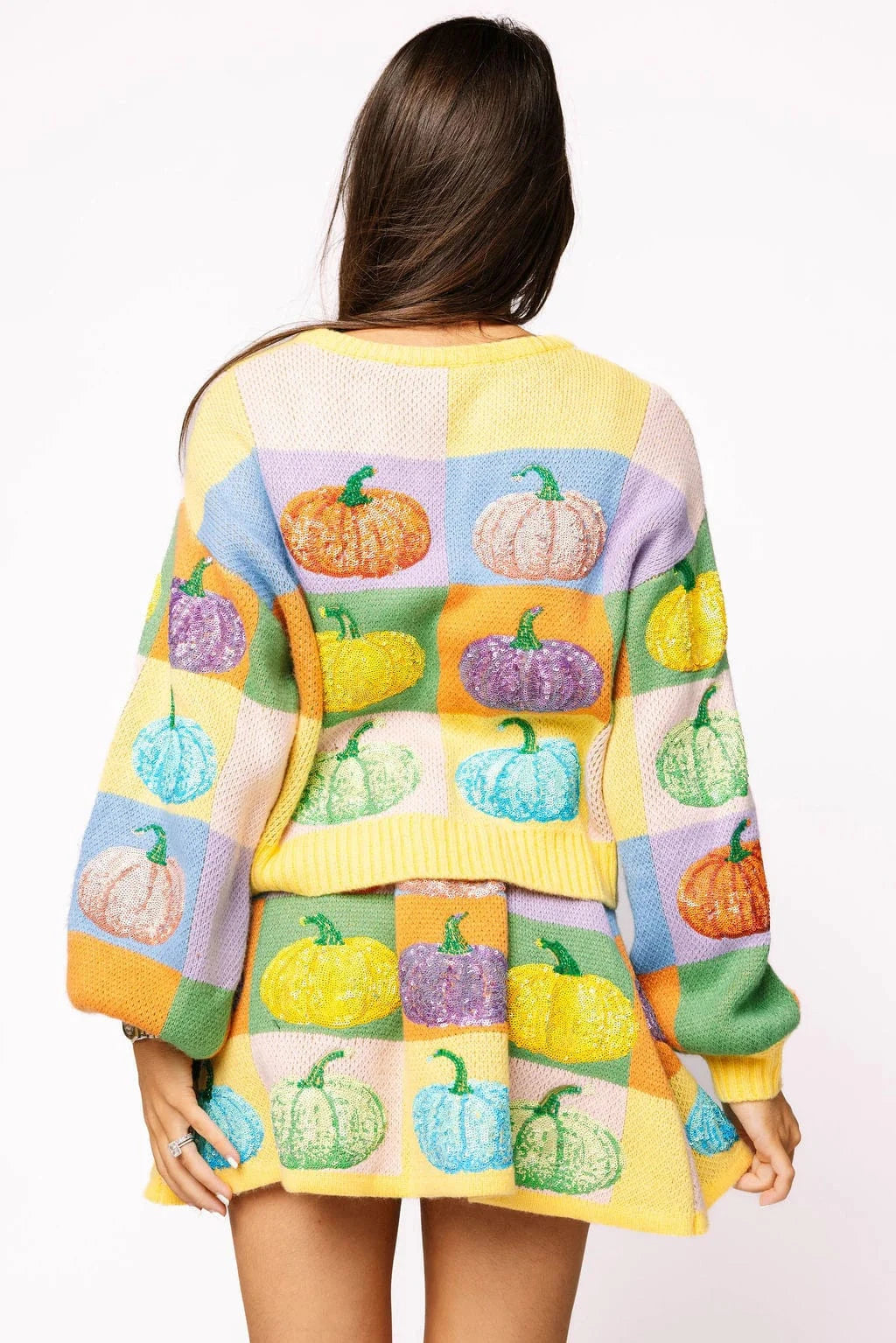 Queen of Sparkles Sweatshirt Pastel Colorblock Pumpkin Button Up Cardigan