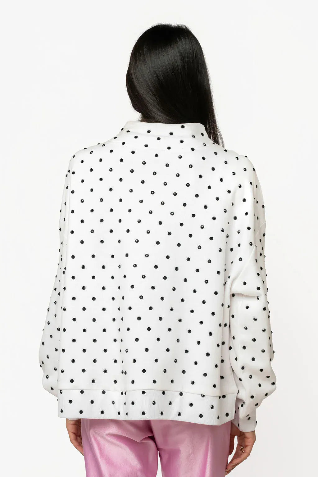 Queen of Sparkles Sweatshirt Polka Dot Multi Christmas Tree Mockneck Sweatshirt