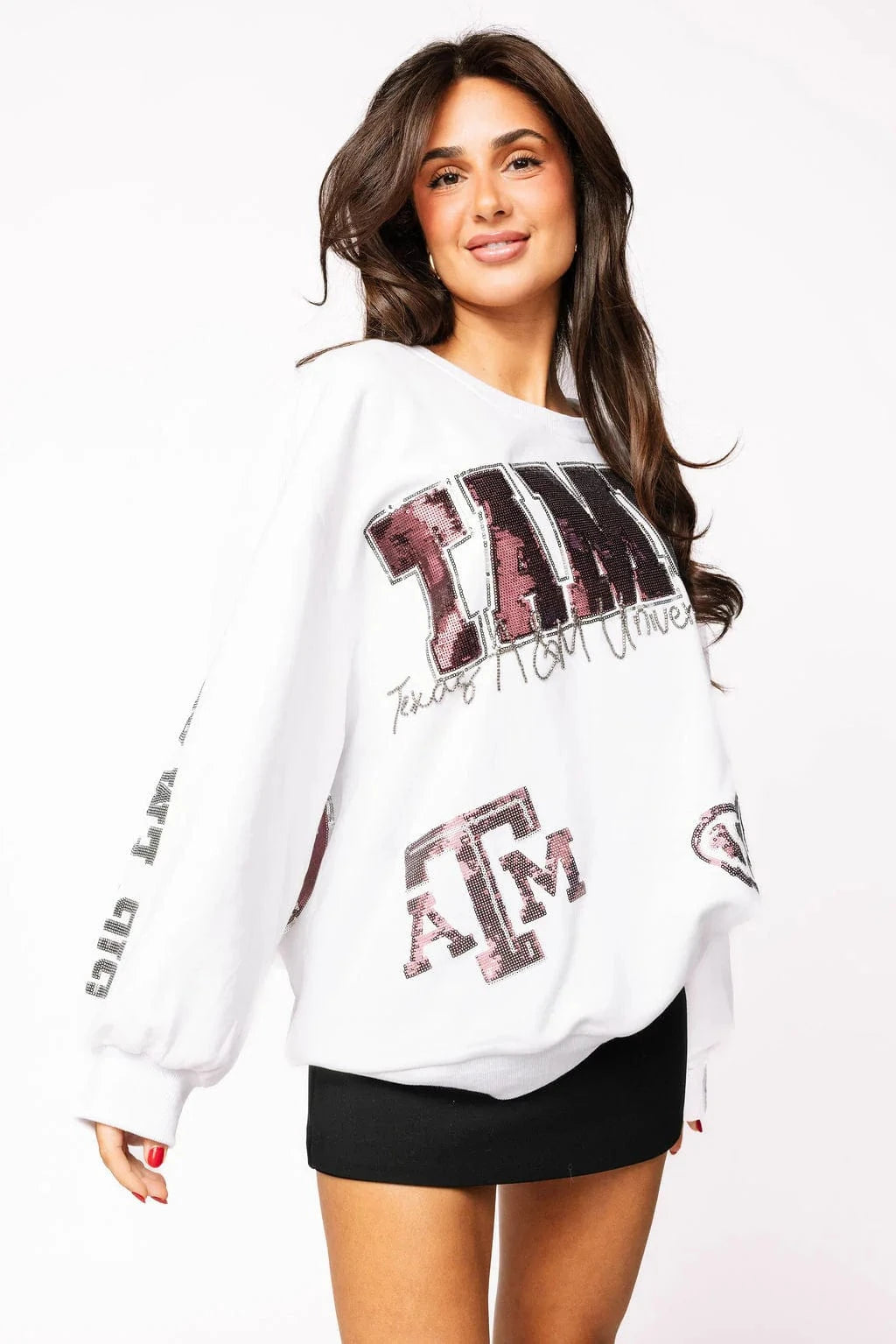 Queen of Sparkles Sweatshirt White / XS Licensed Texas A&M Big Icons Scattered All Over Sweatshirt