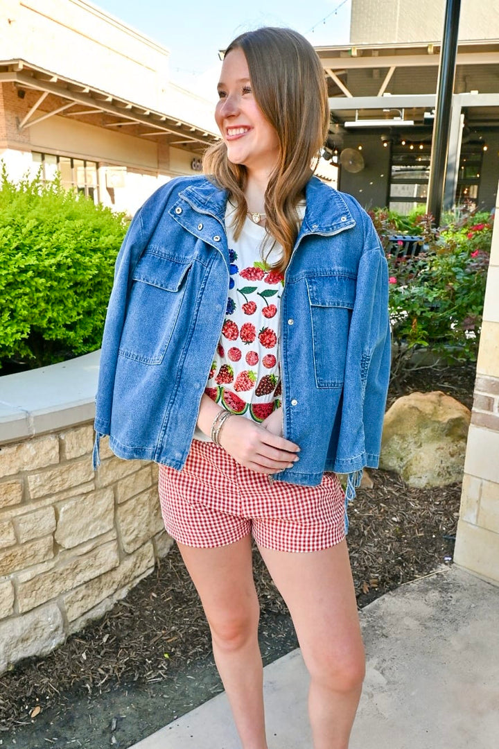 Queen of Sparkles Tee Fruit USA Flag Tee