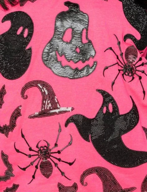 Queen of Sparkles Tee Hot Pink & Black Halloween Icon Tee