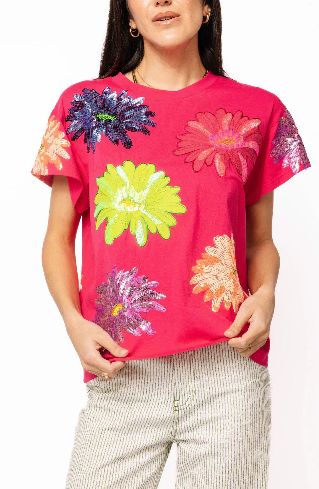 Queen of Sparkles Tee Hot Pink / XS Hot Pink Multi Flower Tee