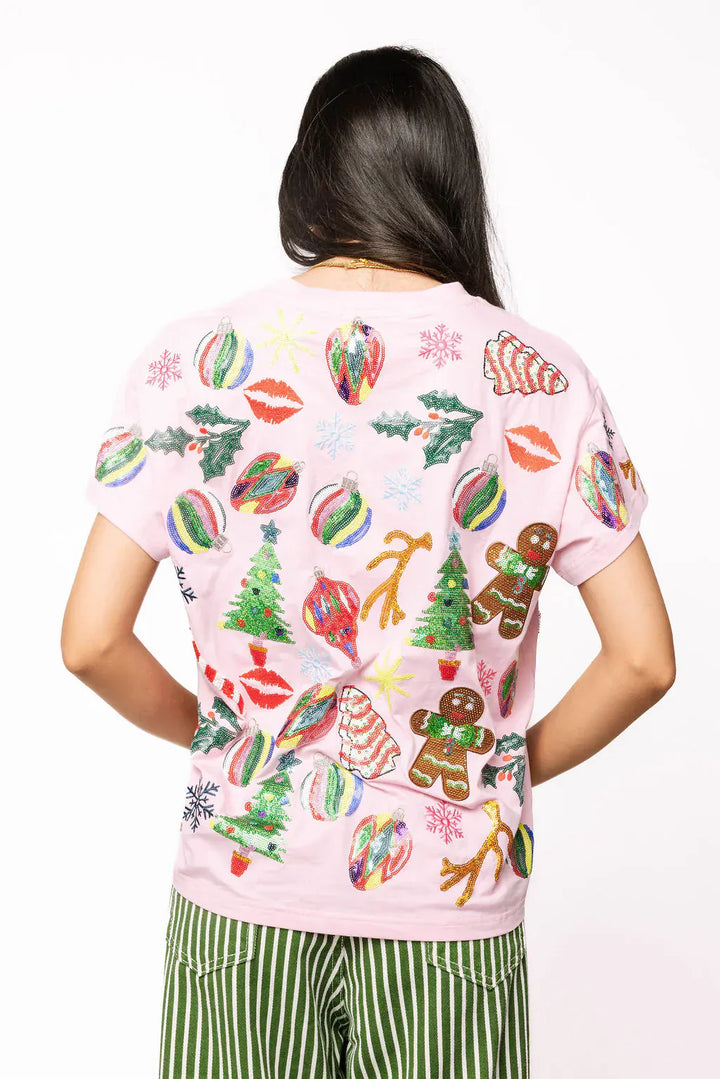 Queen of Sparkles Tee Light Pink Christmas Icons Tee