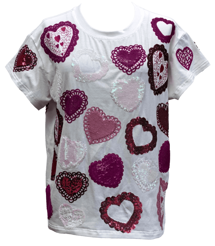 Queen of Sparkles Tee Multi Doily Heart Tee