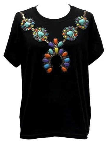 Queen of Sparkles Tee Multi Turquoise Necklace Tee