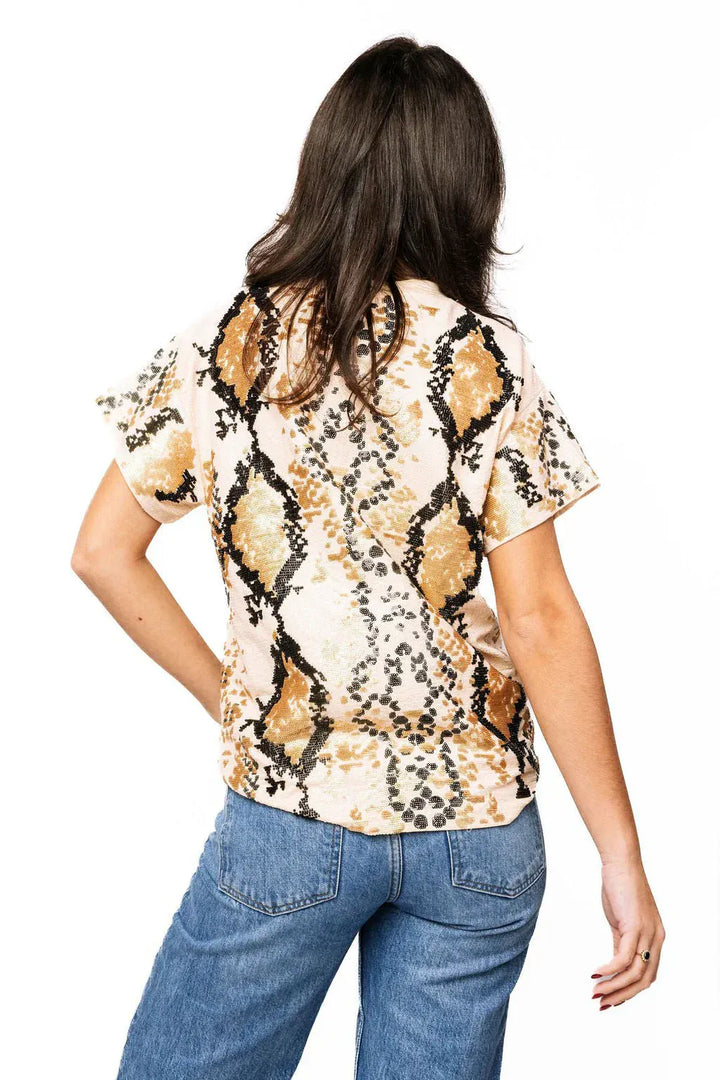 Queen of Sparkles Tee Snake Full Sequin Tee