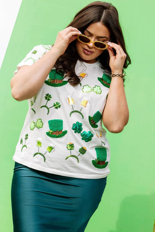 Queen of Sparkles Tee St Patrick's Day Sunglasses, Hat & Headband Icon Tee