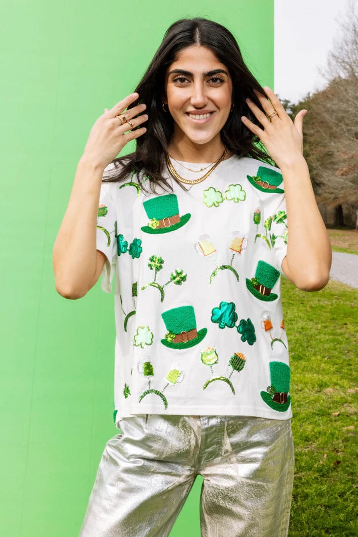 Queen of Sparkles Tee St Patrick's Day Sunglasses, Hat & Headband Icon Tee