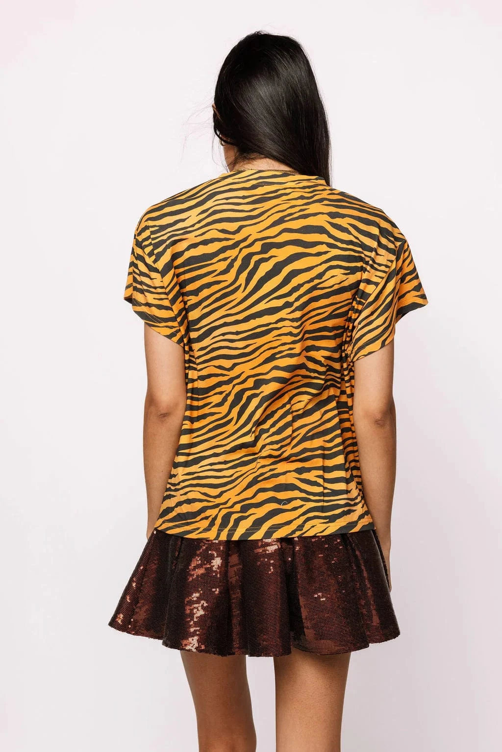 Queen of Sparkles Tee Tiger Head on Tiger Print Tee