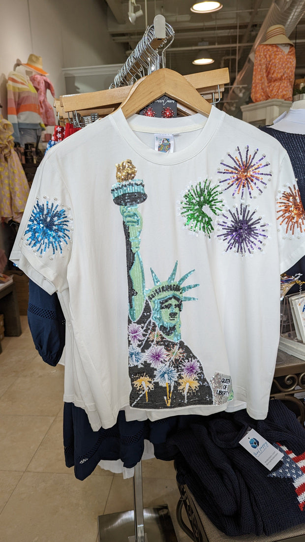 Queen of Sparkles Tee White / XS Fireworks & Lady Liberty Tee