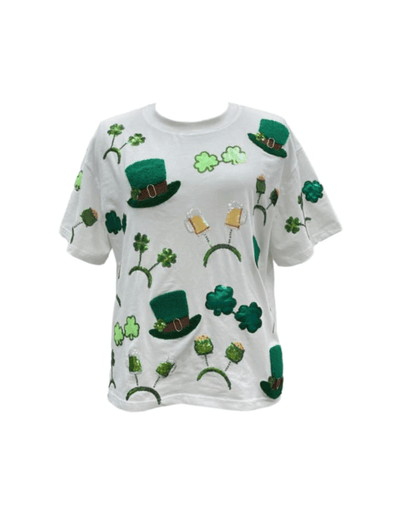 Queen of Sparkles Tee White / XS St Patrick's Day Sunglasses, Hat & Headband Icon Tee