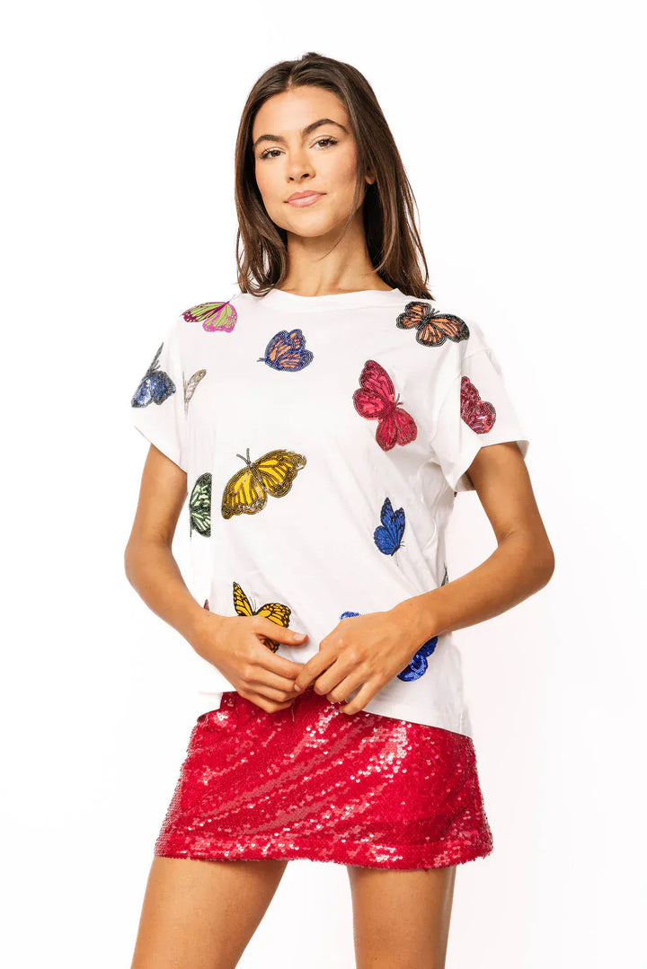 Queen of Sparkles Tee White / XS White Multi Butterfly Tee