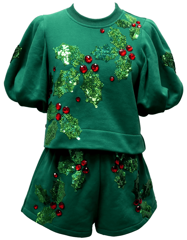 Queen of Sparkles Top Green / XS Poof Sleeve Holly Top