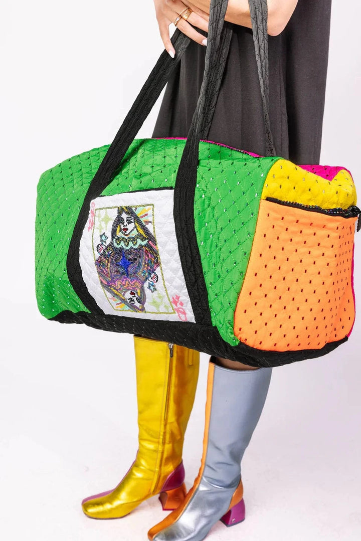 Queen of Sparkles Tote Rainbow Colorblock Rhinestone QOS Duffle Bag