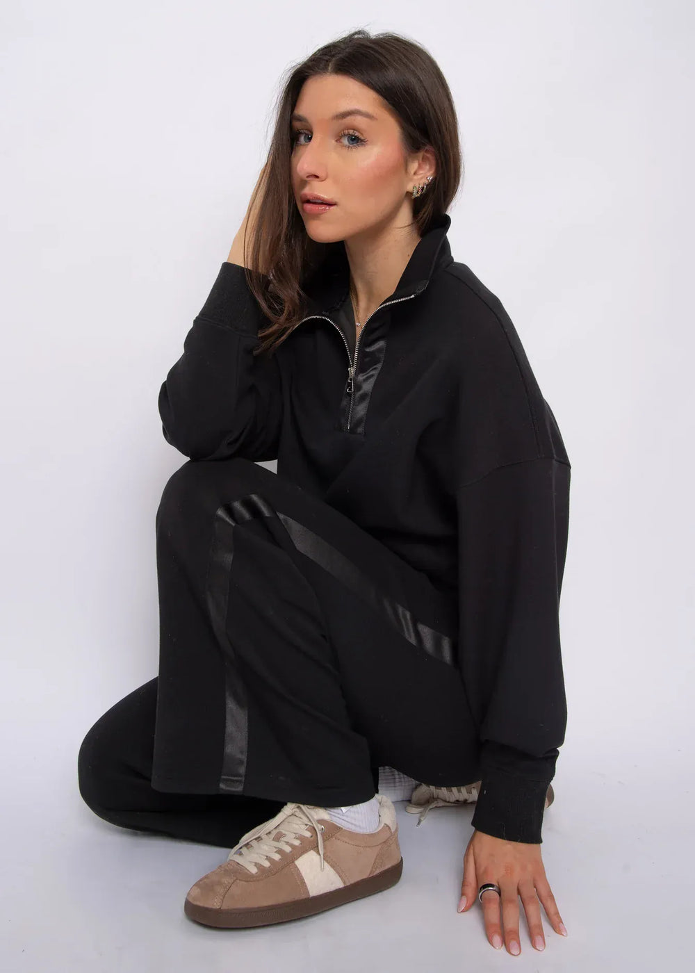 RD Style Pants Erika Soft Knit Satin Trim Drawstring Pant