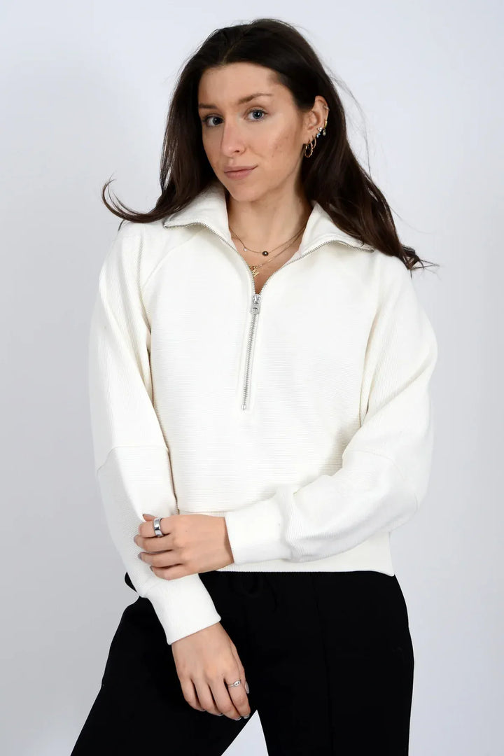 RD Style Sweatshirt Calla Lily / XS Miu Mock Neck Half Zip Sweater