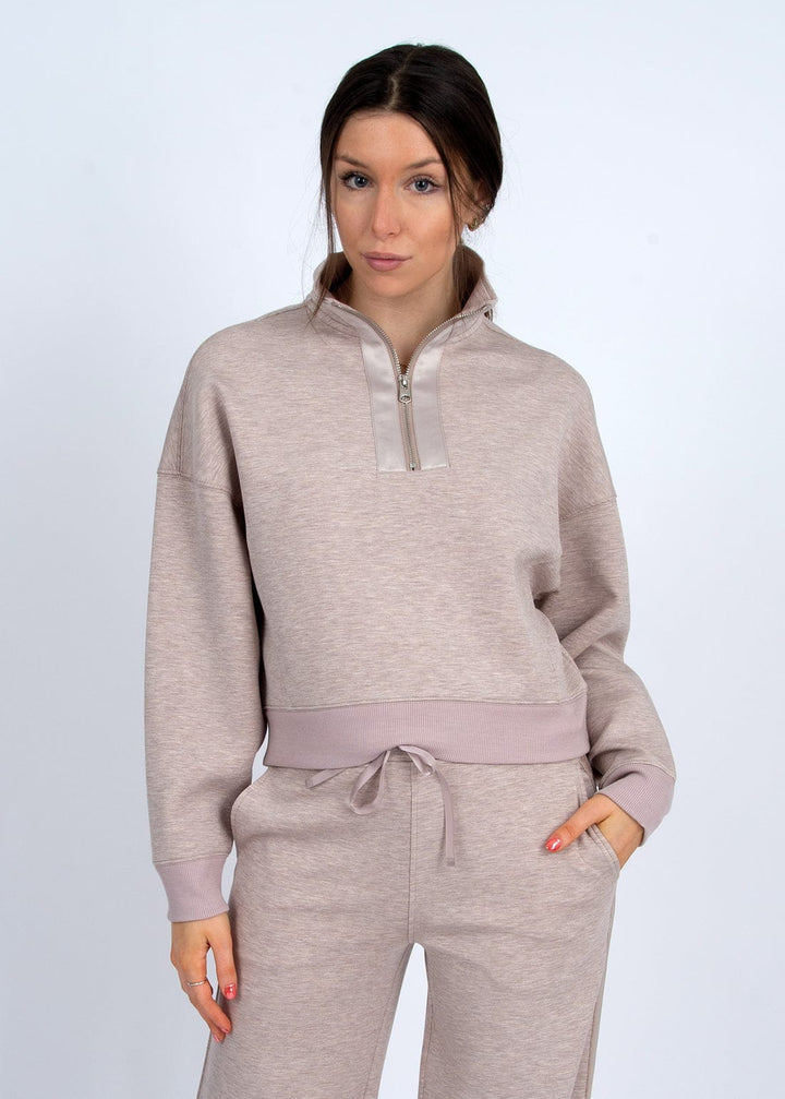 RD Style Top Mailyn Soft Knit Satin Trim Mock Neck Top