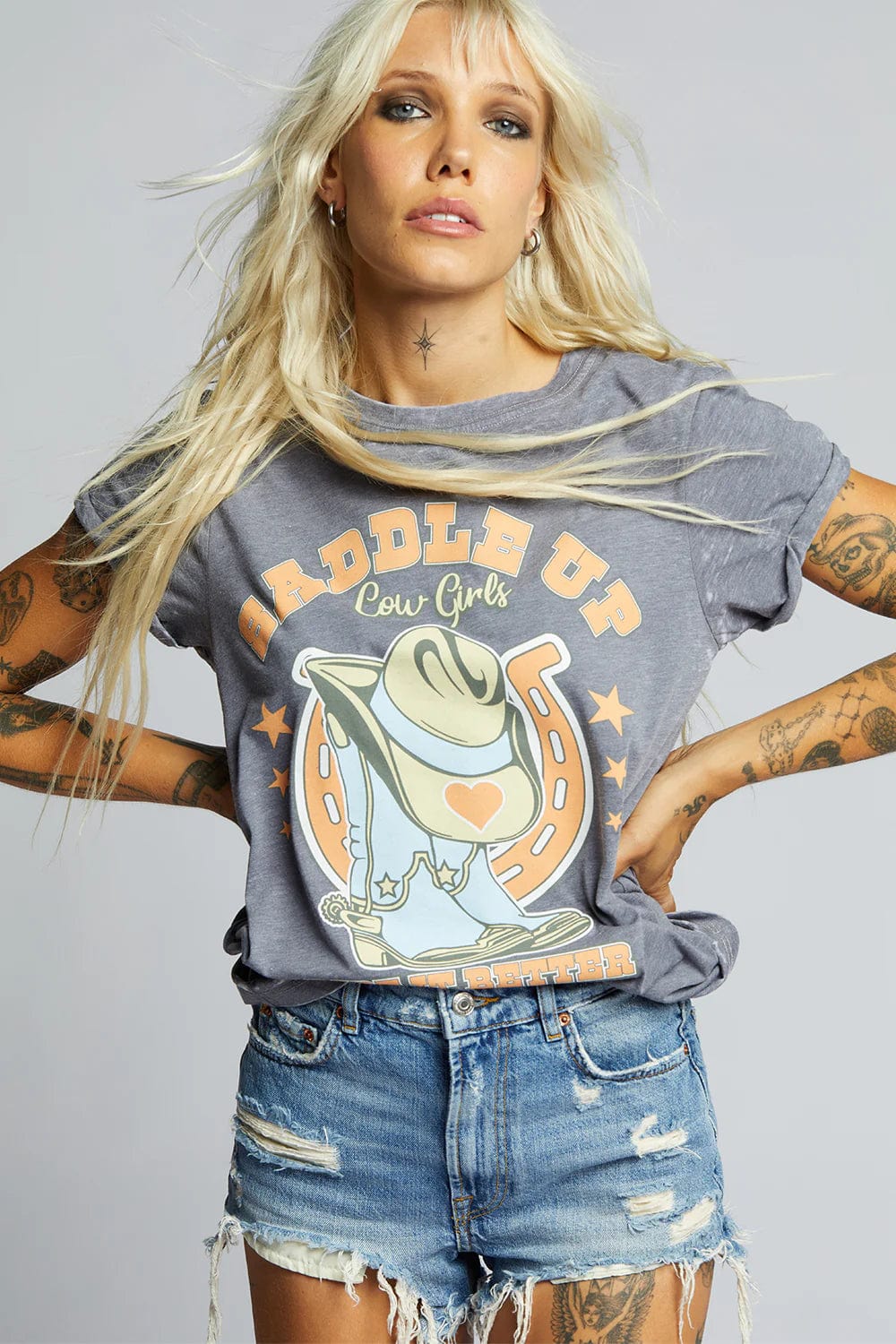 Recycled Karma Graphic Tee Steel Gray / XS Saddle Up Cowgirls Tee