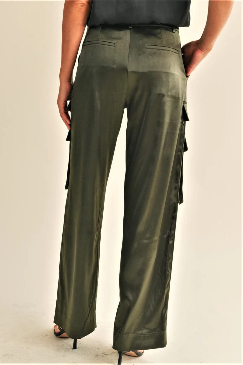 Reset By Jane Pants Cassie Satin Cargo Pants