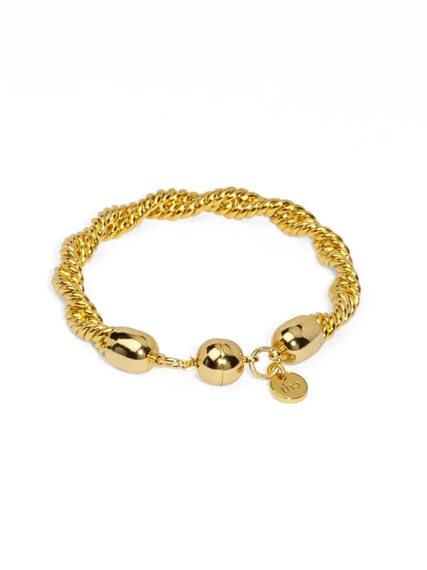 RHO Jewelry Bracelet Gold Braided Twisting Links Bracelet RB1446