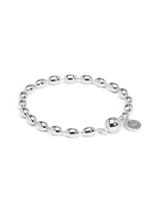 RHO Jewelry Bracelet Rhodium Beaded Magnetic Closure Bracelet RB1583