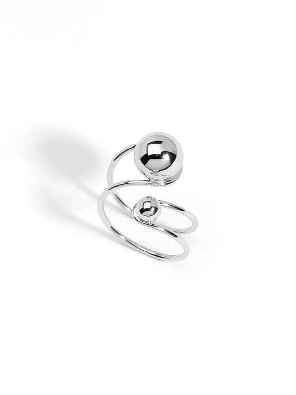 RHO Jewelry Ring Rhodium Double Ball Ring RR749