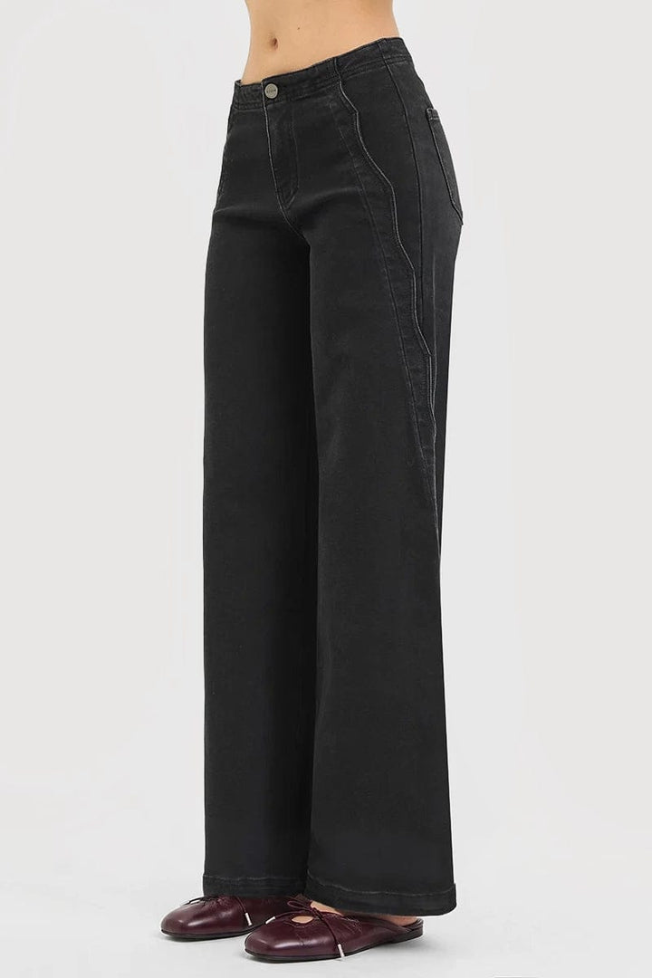 Risen Jeans Denim High Rise Wide Leg Scalloped Jeans - PW21482