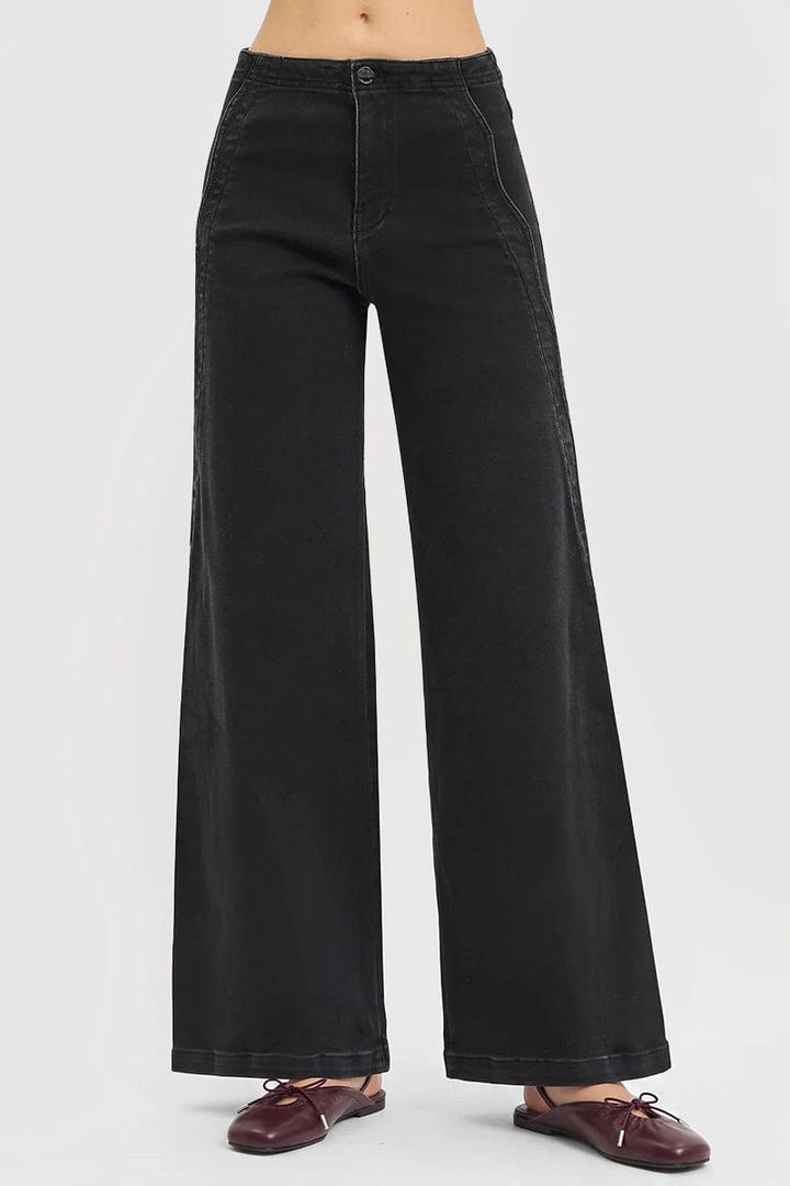 Risen Jeans Denim High Rise Wide Leg Scalloped Jeans - PW21482
