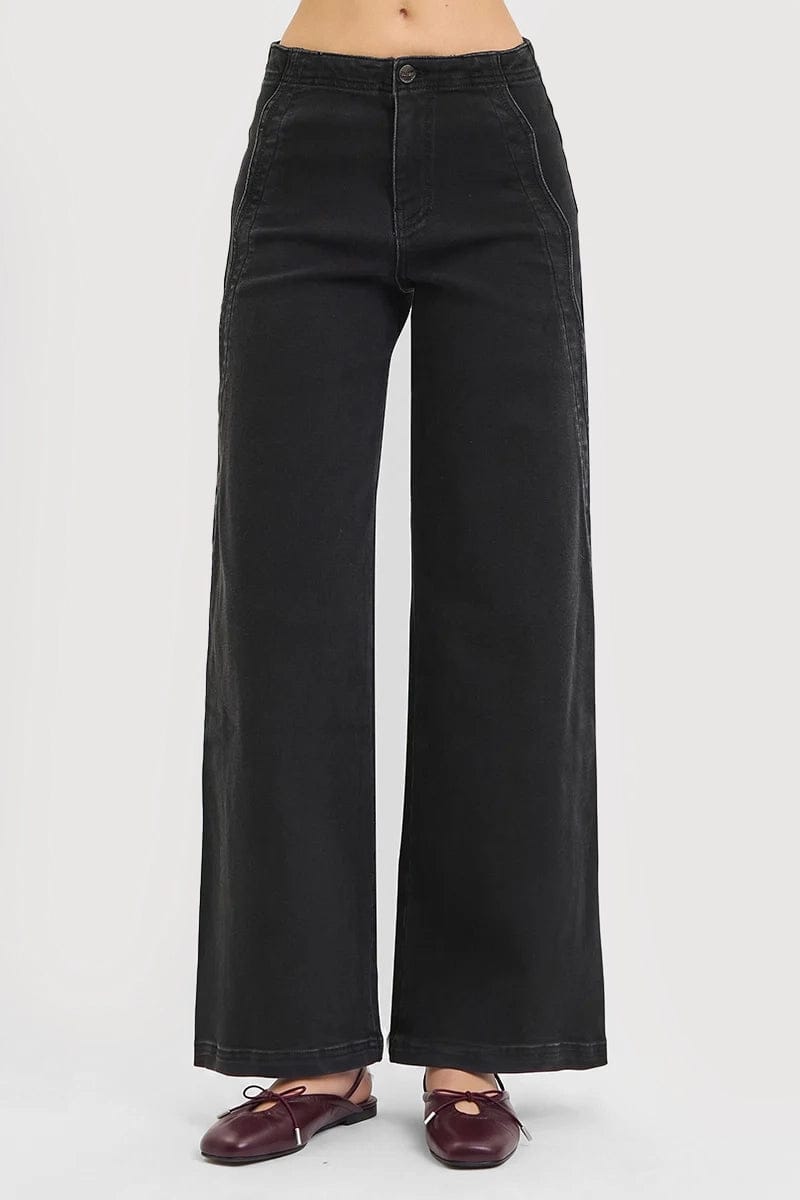 Risen Jeans Denim High Rise Wide Leg Scalloped Jeans - PW21482