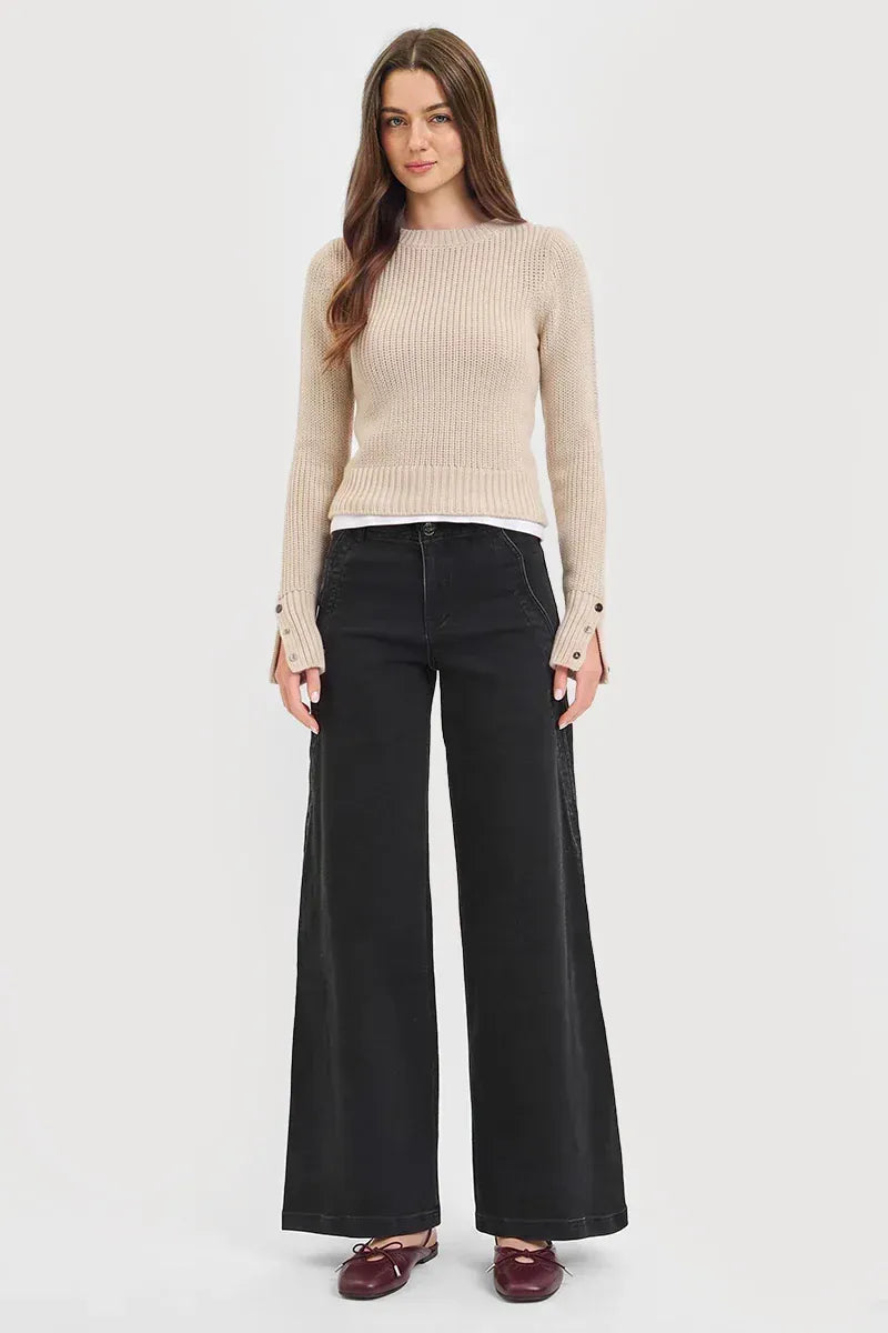 Risen Jeans Denim High Rise Wide Leg Scalloped Jeans - PW21482