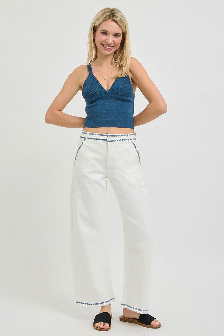 Risen Jeans Denim Risen High Rise Embroidered Pants