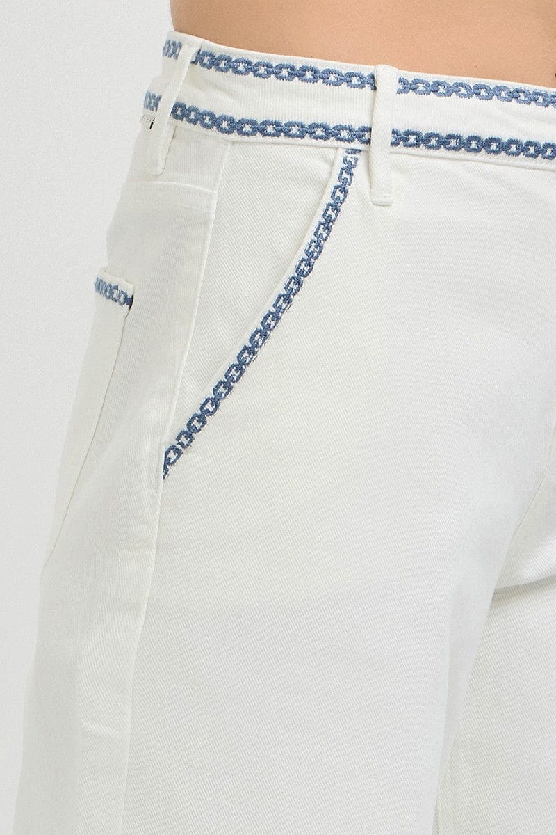 Risen Jeans Denim Risen High Rise Embroidered Pants