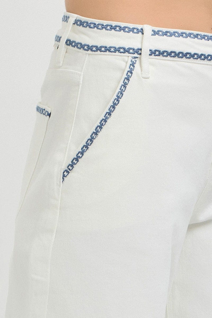 Risen Jeans Denim Risen High Rise Embroidered Pants