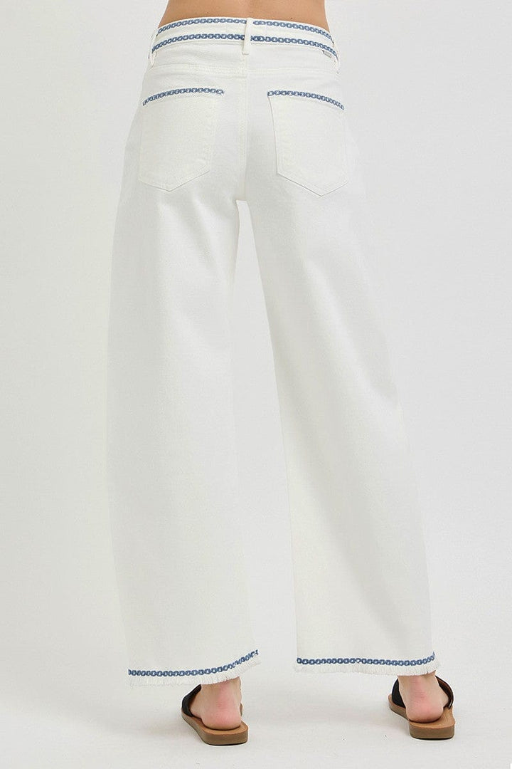 Risen Jeans Denim Risen High Rise Embroidered Pants