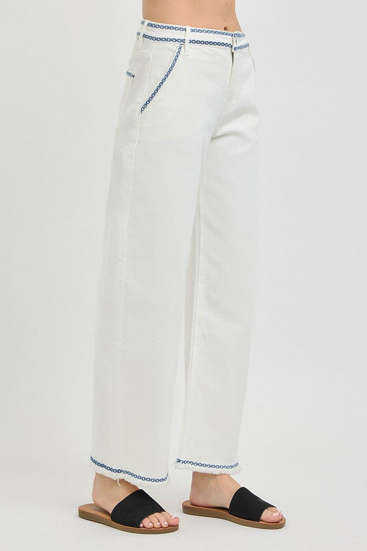 Risen Jeans Denim Risen High Rise Embroidered Pants