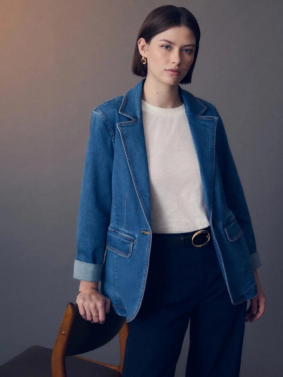Sanctuary Blazer Sculpted Denim Blazer